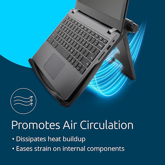 Kensington Easy Riser EQ Portable Laptop Cooling Stand, Adjustable & Lightweight, Anti Slip & Folding Design, for 12''-17'' Laptops, Made from 50% Post Consumer Recycled Content (K52805EU)