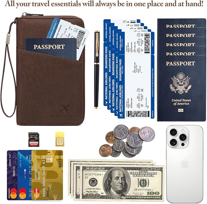 Family Passport Holder for Travel Women and Men RFID Passport Holder with Card Slots Holder Passport Case Passport cover Passport Wallet Travel Essentials and Accessories