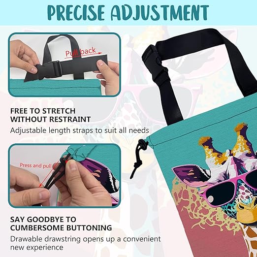 Car Garbage Bag Giraffe Wearing Sunglasses Hanging Canvas Car Trash Bag Waterproof Drawstring Car Back Seat Organizer for Car Back Front Seat Console with Adjustable Buckle