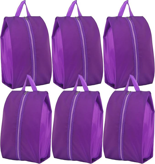 6pcs Portable Shoe Organizer, Travel Pouches with Zipper, Golf Shoe Bags, Clothes Bags, Soccer Cleats Bag Shoe Pouch for Gym, Waterproof, Odor-Resistant (Purple)