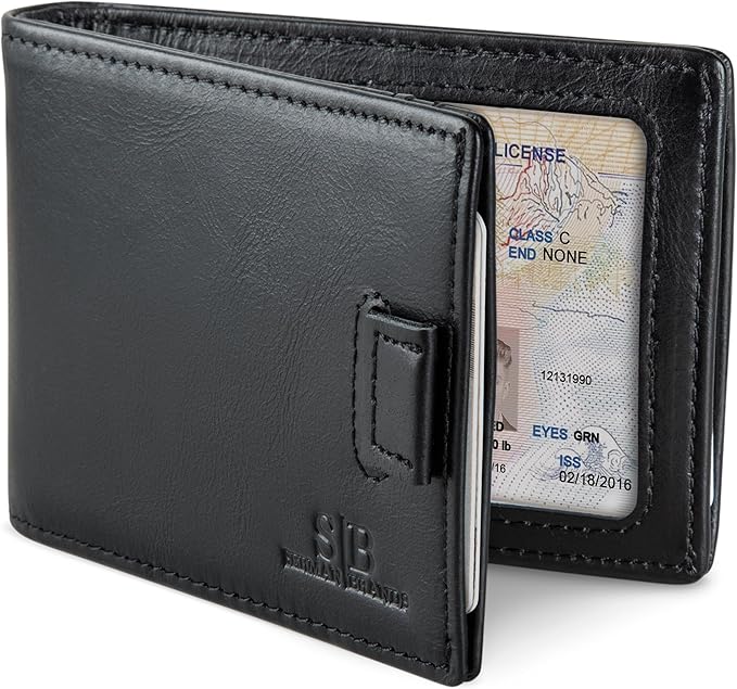 SERMAN BRANDS RFID Blocking Slim Money Clip Wallet – Leather Bifold Front Pocket Minimalist Mens Wallet with Money Clip for Men, Small Credit Card Holder Wallet - Travel Wallet with Gift Box
