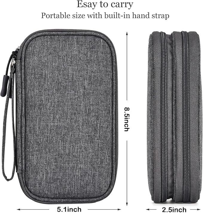 CAAORDKSO Travel Cord Organizer Electronics Organizer Travel Case, Travel Cable Organizer Bag Waterproof Portable Accessories Case for Cable, Charger, Phone, Power Bank, Earphone (Dark Gray, Large)