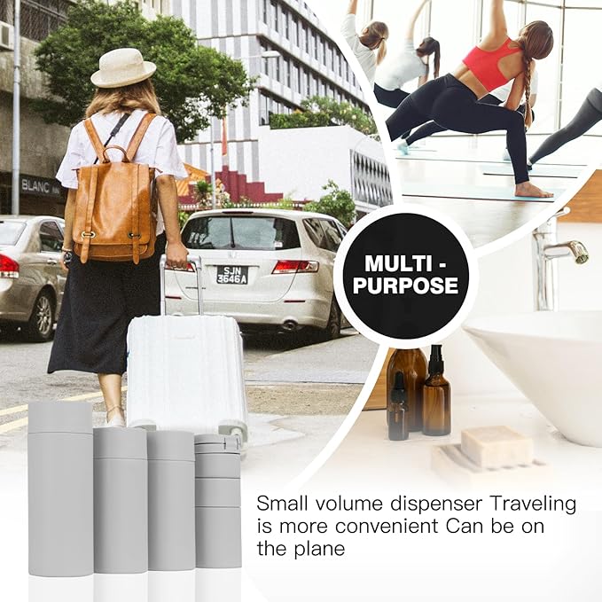 Suteng Travel Bottles for Toiletries, 5 Pack Travel Size Containers, TSA Approved Leak Proof - Silicone Toiletry Containers with Clear Bag for Shampoo, Conditioner & Lotion, Travel Essentials