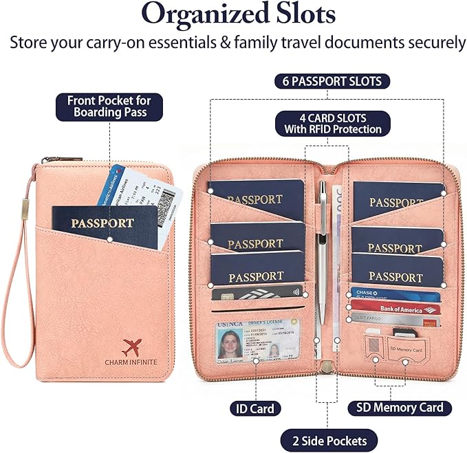 Family Passport Holder for Travel Women and Men RFID Passport Holder with Card Slots Holder Passport Case Passport cover Passport Wallet Travel Essentials and Accessories