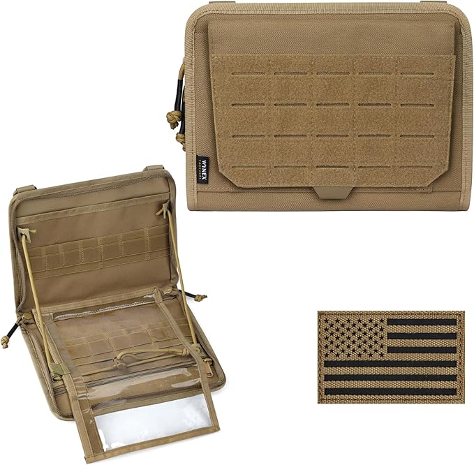 WYNEX Tactical Folding Admin Pouch, Molle Tool Bag of Laser-Cut Design, Utility Organizer EDC Medical Bag Modular Pouches Tactical Attachment Waist Pouch Include U.S Patch
