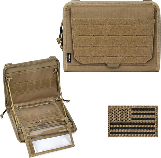 WYNEX Tactical Folding Admin Pouch, Molle Tool Bag of Laser-Cut Design, Utility Organizer EDC Medical Bag Modular Pouches Tactical Attachment Waist Pouch Include U.S Patch