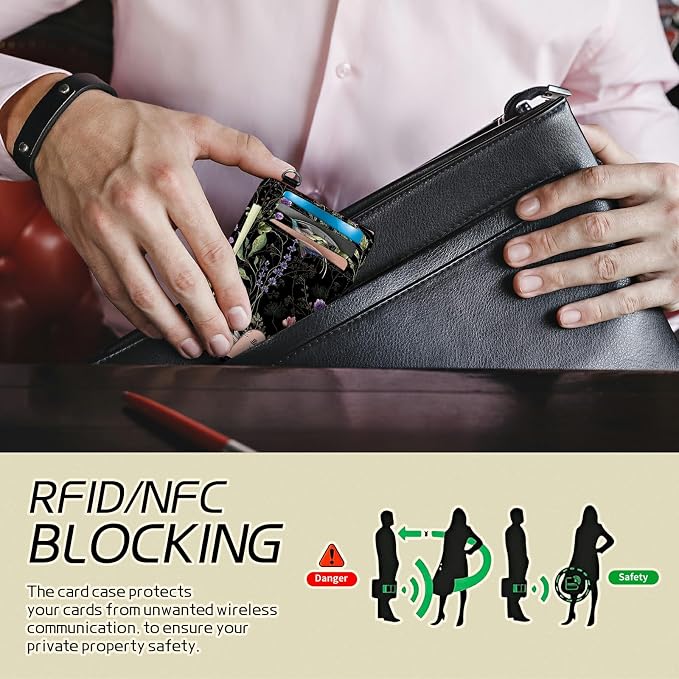 Small Travel Wallets, Wild Flower Hummingbird Slim Minimalist Front Pocket Wallet with Wristlet, RFID Blocking PU Leather Credit Card Holder with ID Window Change Purse for Men Women
