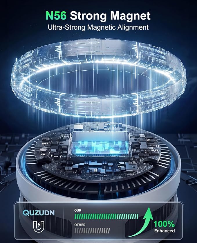 Qi2.2 25W Magnetic 4-in-1 Wireless Charging Station, TEC Active Cooling MagSafe Charger Stand with Night Light, 45W Adapter Included, for iPhone 17-12, iWatch, AirPods, Samsung Gifts for Fathers Day