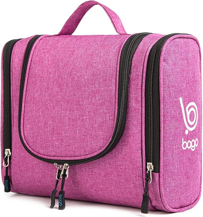 Bago Travel Toiletry Bag for Women and Men - Large Waterproof Hanging Large Toiletry Bag for Bathroom and Travel Bag for Toiletries Organizer - Makeup Bag (SnowPurple)