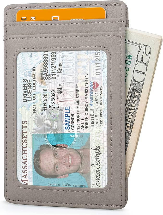 Buffway Mens Slim Wallet, Minimalist Thin Front Pocket Leather Credit Card Holder with RFID Blocking for Work Travel | Minimalist, Thin, Front Pocket, Credit Card Holder, RFID Blocking, for Work Travel