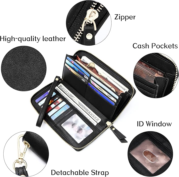 GEEAD Custom Design Wristlet Wallets for Women PU Leather RFID Blocking Wallet