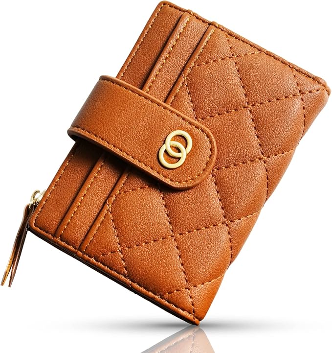 Avando Small Wallet For Women- Credit Card Holder Wallet For Women Girls- Zipper Small Bifold Wallet Mini Coin Purse With ID Window (Khaki)