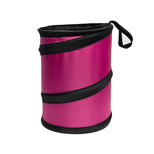 FH Group Automotive Waterproof Portable Collapsible Small Trash Can Garbage Container fits Most Cars,Polyethylene, SUVs, and Trucks Pink