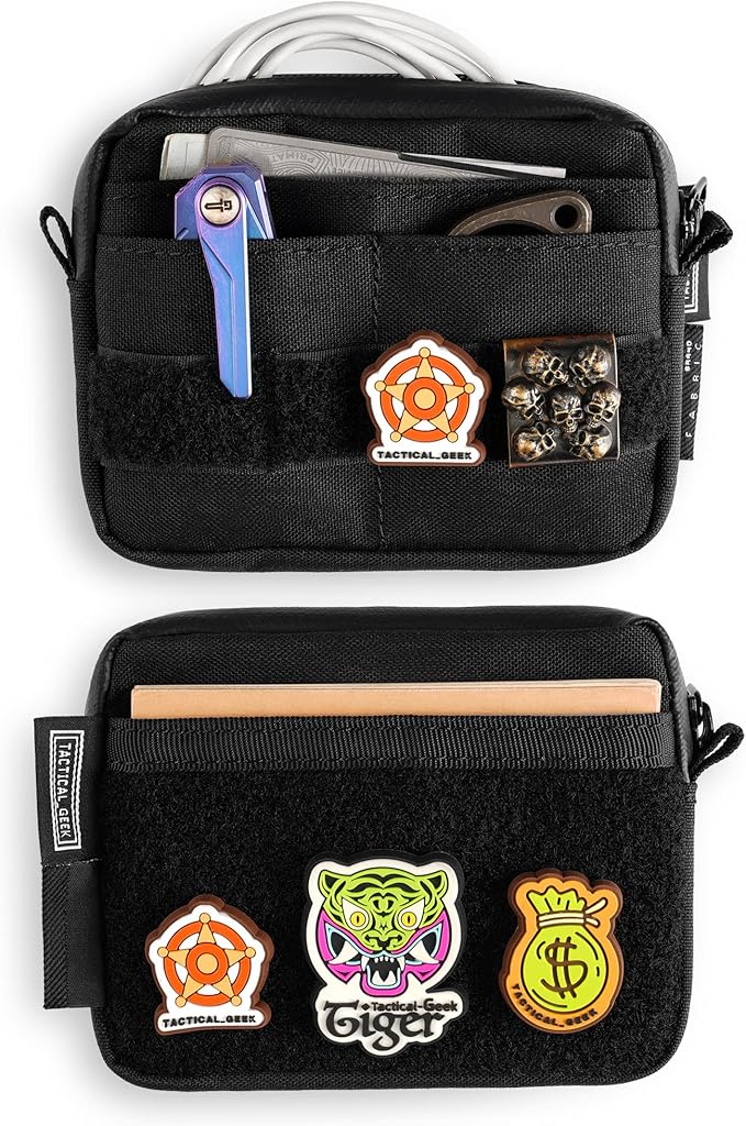 TACTICAL_GEEK Storage A3 EDC Pouch Organizer, Nylon Multi-Functional Utility Small Tool Pocket, Multi-Purpose Molle EDC Gadget Storage Pouch, Nylon Compact Organizer for Daily Carry Black