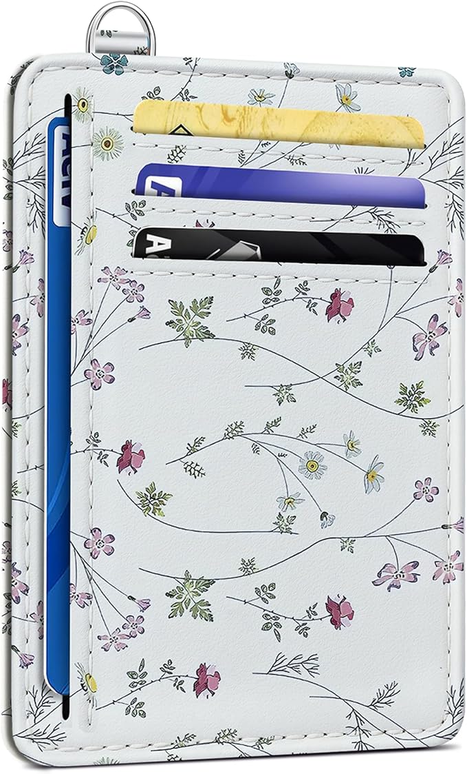 SEAVILIA Credit Card Holder for Women, Floral RFID Wallet Women, Slim Minimalist Front Pocket Card Holder, Cute Thin Travel RFID Blocking Card Case, Small Wallets Woman Gifts Girls