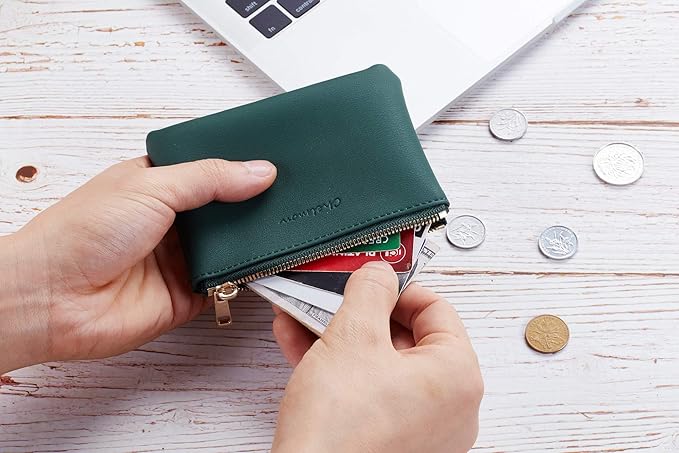Chelmon Vegan Leather Coin Purse Pouch Change Purse With Zipper For Men Women