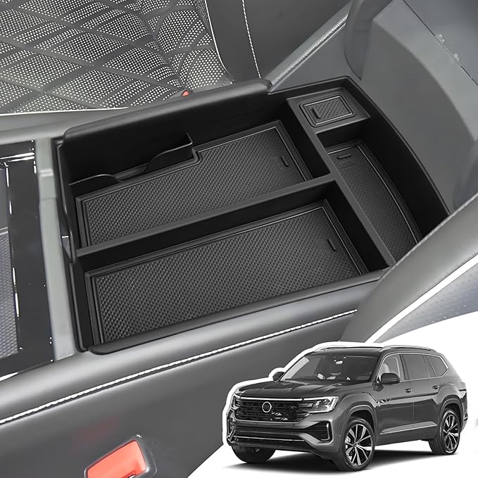 Center Console Organizer for 2025 2024 VW Atlas/Atlas Cross Sport, ABS Armrest Storage Box, Middle Console Tray Organize, Armrest Insert Container Pallet