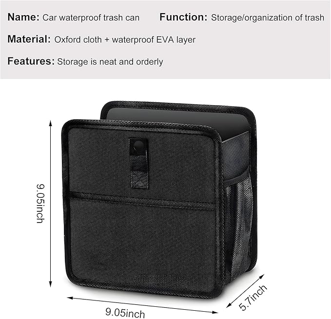 KVAEY Car Trash Can, Oxford Cloth Foldable Garbage Bin Waterproof Auto Trash Bag Organizer, Multipurpose Leak-Proof Large Capacity Hanging Garbage Can Storage Bag for Car Seat (Upgraded)