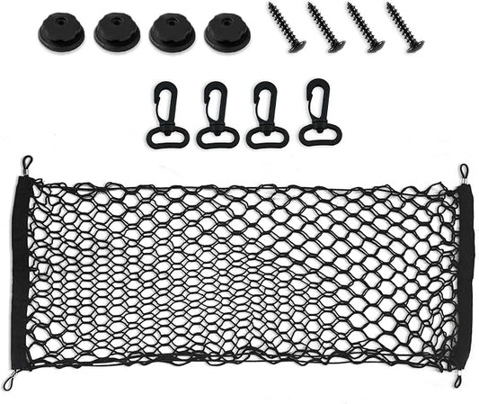 Cargo Net Stretchable, Trunk Bed Net, 51.1x17.7 Inch Adjustable Elastic Trunk Storage Net with Hook, Double-Layered Network Car Accessories for SUVs, Cars, and Trucks (51.1x17.7 Inch)