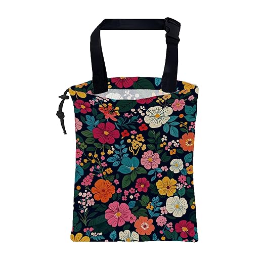 Car Garbage Bag Watercolor Floral and Leaves Drawstring Car Trash Bag Hanging for Back Seat with Adjustable Buckle Canvas Vehicle Trash Can Easy-to-Install