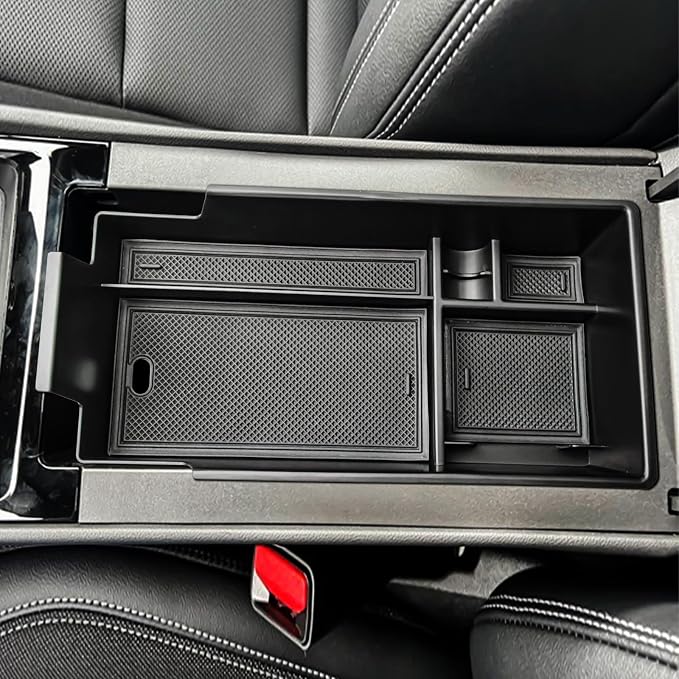 EDBETOS Center Console Organizer Compatible with 2024 2025 2026 Chevy Blazer EV Insert Tray Pallet Storage Accessories Interior Secondary Armrest Storage Box, ABS Black
