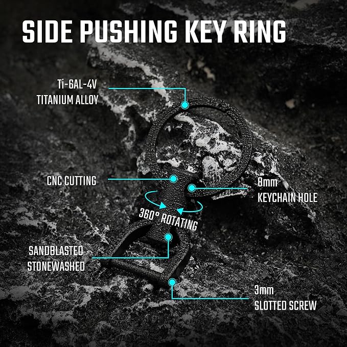 KeyUnity KM13 Swivel Keychain with D Ring Key Shackle, Titanium Rotatable Key Organizer