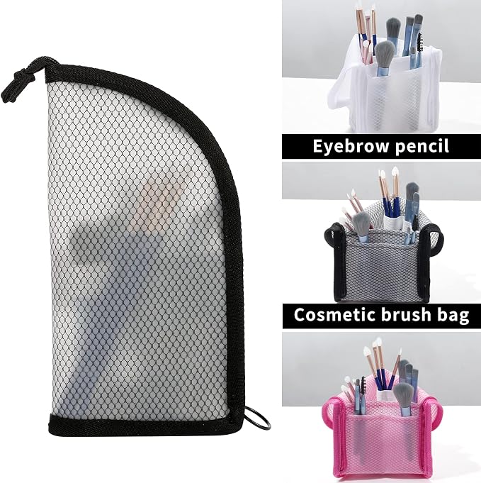 patu Standing Travel Toiletry Bag - Transparent Waterproof PVC Mesh Pouch with Triangle Design for Bathroom Essentials & Personal Care, Black