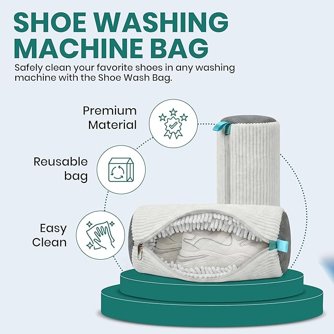 2 Pack Heavy Duty Shoe Wash Bags, 440g Reusable Sneaker Laundry Bags with Durable Zipper for Sneakers, Slippers & Boots – New2026