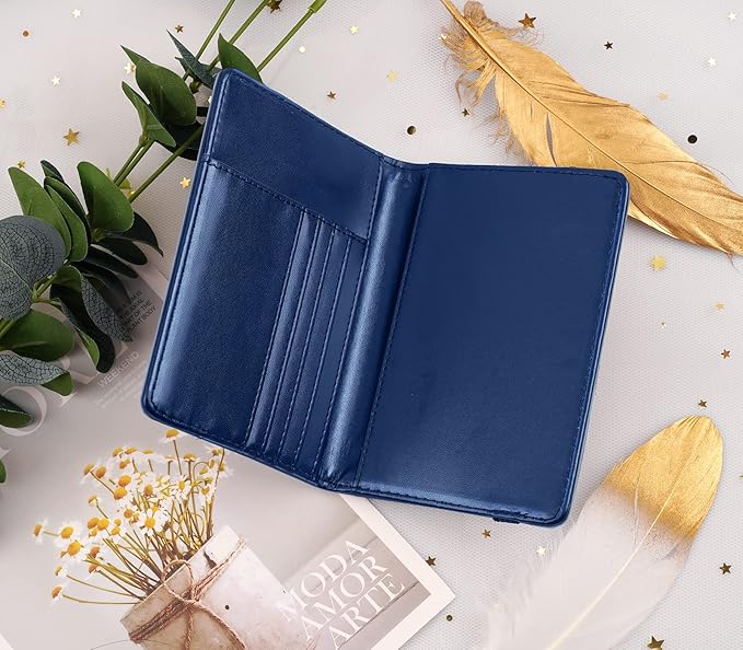 Coco Rossi Women's Fashion Dandelion Passport Wallet, Blue, RFID Blocking, 7 Compartments, Faux Leather