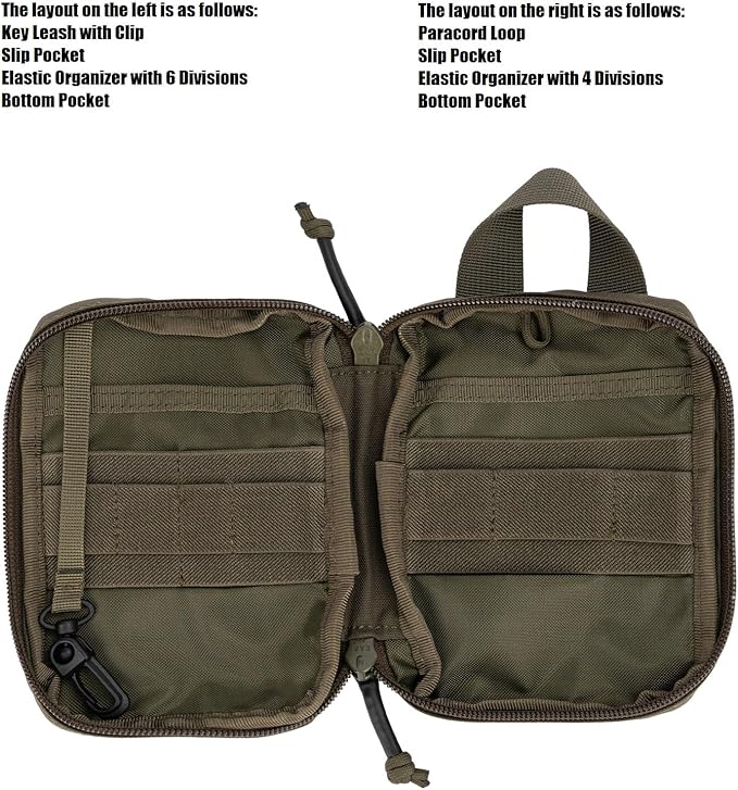Mini Pocket Organizer for Men EDC Gear Storage Pouch Belt/MOLLE-Compatible 6" x 4" x 1.5" Micro Nylon Bag for Multitools Flashlight Knife Pen Field Notebook Tactical Survival Outdoor Gadget