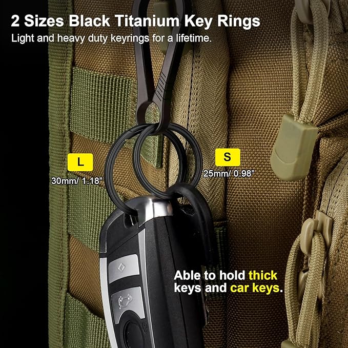 Titanium Key Rings Heavy Duty Side Push Split Key Chain Rings for Key Carabiner Quick Release Keychain