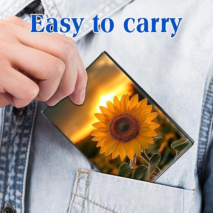 RFID Blocking Credit Card Holder - Slim Metal Wallet for Women & Men,Sunset Sunflower Design Stainless Steel Business Card Case,Compact Pocket Organizer for Travel & Daily Use