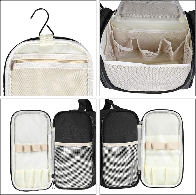 Freegrace Extra Large Hanging Toiletry Bag for Men and Women - Water-Resistant Nylon Travel Bathroom Organizer for Cosmetics, Makeup, and Toiletries