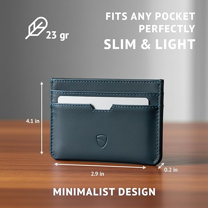 Vaultskin MOORGATE Slim Card Holder – Minimalist Leather Wallet with RFID Blocking, Front Pocket Credit Card Case for Men & Women