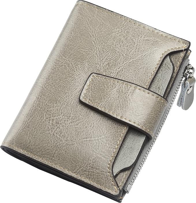 Lavemi Small Compact Women Wallet RFID Blocking Genuine Leather Bifold Purse with ID Windows