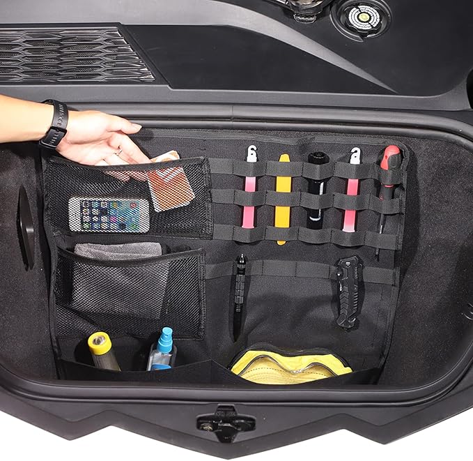TOYCIDFG Front Trunk Organizer and Storage Bag Compatible with Corvette C8 2020-2025 Multi-Pocket Travel Waterproof and Heavy Duty Wall Mount