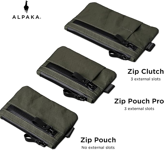 ALPAKA Zip Pouch Pro - Minimalist Zipper Wallet - with RFID Blocking ID Card Holder Wallet with Zipper for Men with Multi-tool Slot