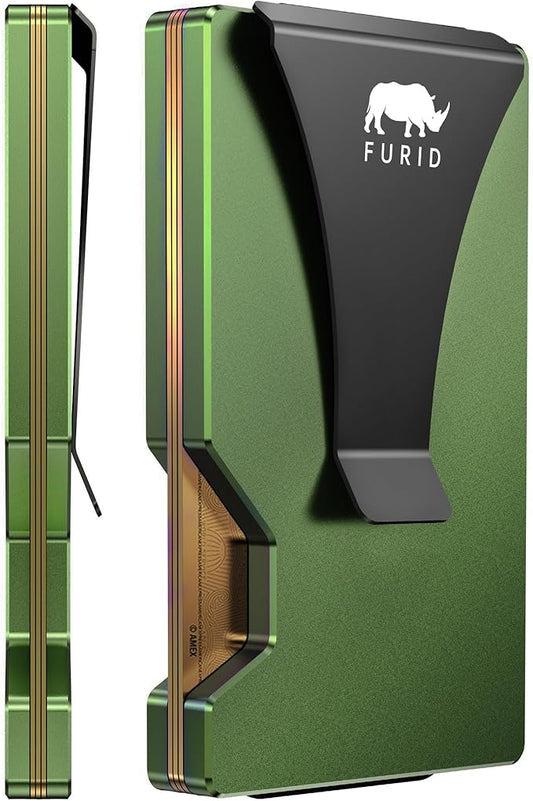 furid Minimalist Card Wallet for Men Slim: Rfid Metal Wallet with Money Clip Credit Card Holder - Gift for Man Husband at Brithday Stocking Stuffers