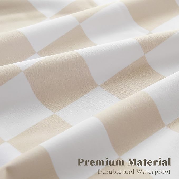 Ohocut Checkered 2 Pcs Large Travel Laundry Bags for Dirty Clothes, Aesthetic Trendy Waterproof Washable Laundry Bag with Handle for Travel, Gym, Swimming Pool, Beige