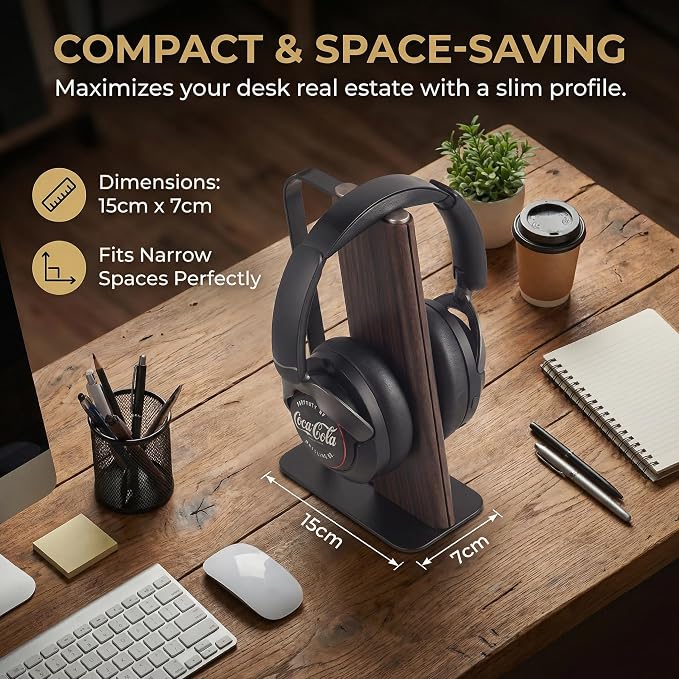 Headphone Stand for Desk, Weighted Base Headset Holder for AirPods Max Sony Bose Beats Sennheiser, Stable Gaming & Studio Earphone Rack, Dark