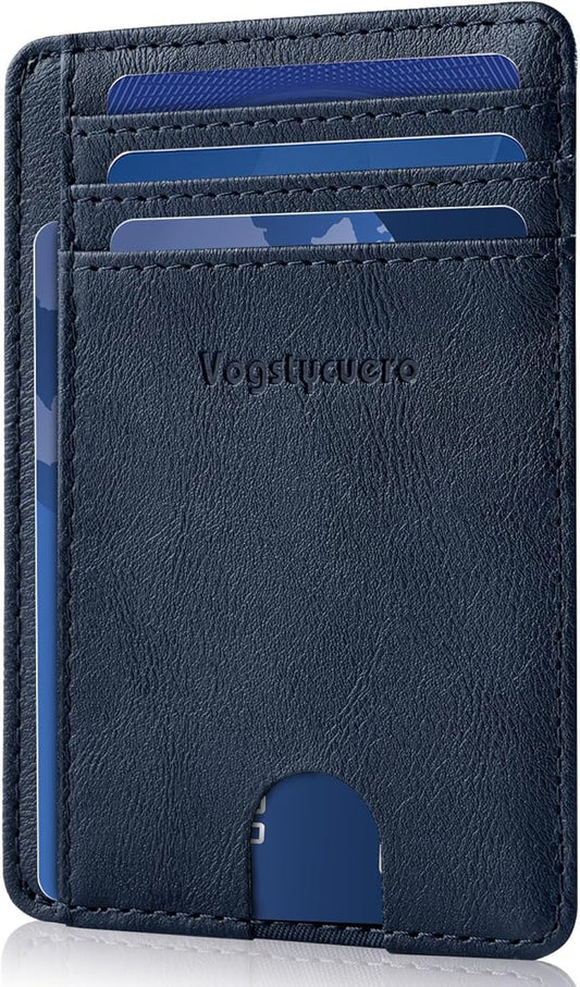 Front pocket thin wallet for Men Women RFID Blocking Credit Card Holder Card Cases Slim Minimalist wallet with Gift Box (1, Alaska Blue)