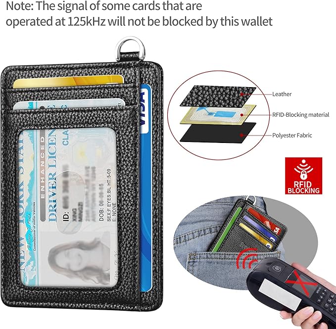 EcoVision Slim Minimalist Front Pocket Wallet, RFID Blocking Credit Card Holder Wallet with Detachable D-Shackle for Men Women