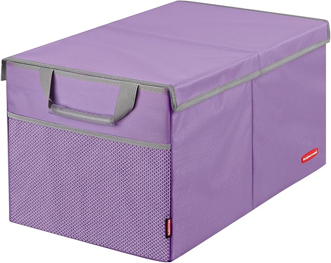 Rubbermaid Car Organizer, Collapsible Trunk Organizer, Multi-Compartment Car Storage Organization for Car Accessories, 2 Compartments With Cover, 21.65"*14.17"*12.2" - Purple