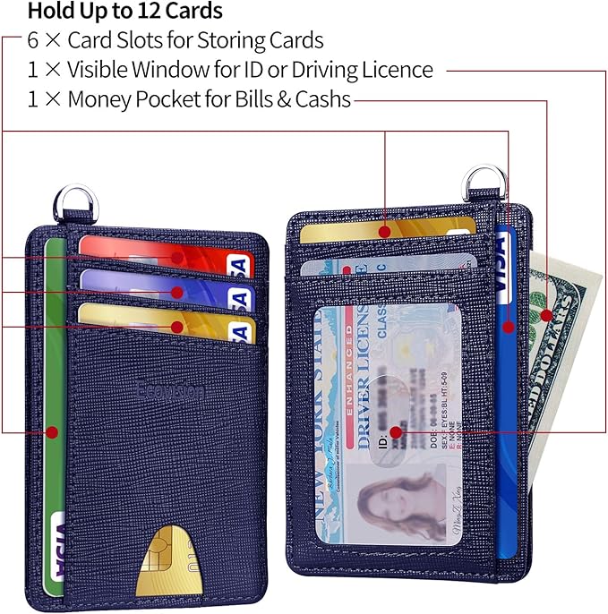 EcoVision Slim Minimalist Front Pocket Wallet, RFID Blocking Credit Card Holder Wallet with Detachable D-Shackle for Men Women