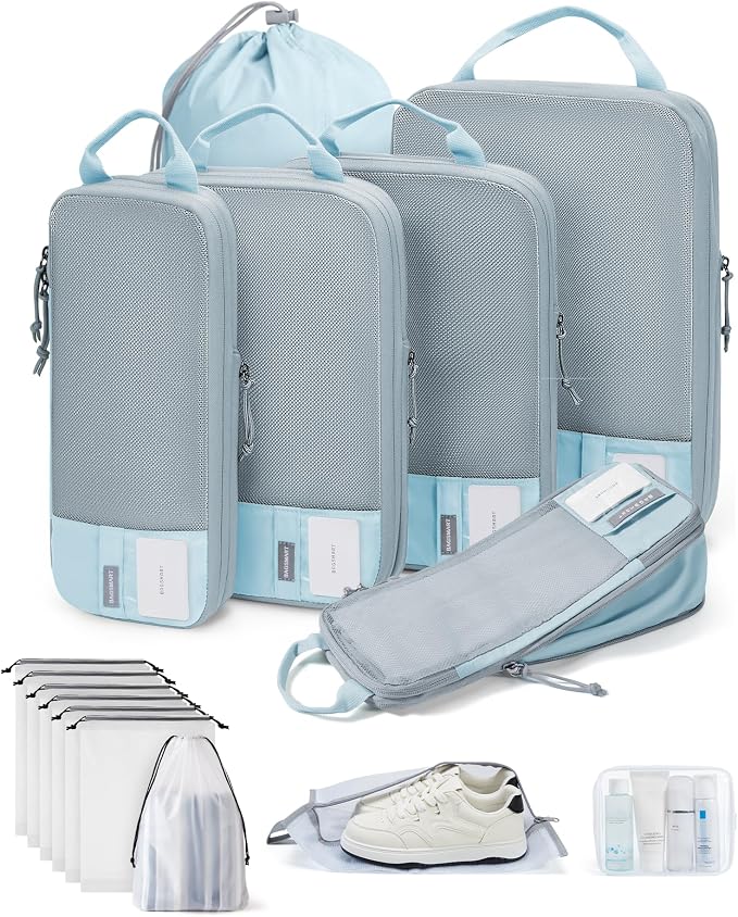 BAGSMART 6 Set /4 Set/2 Set Compression Packing Cubes for Travel, Lightweight Luggage Organizer Bags, Durable Space Saver Bags Travel Essentials