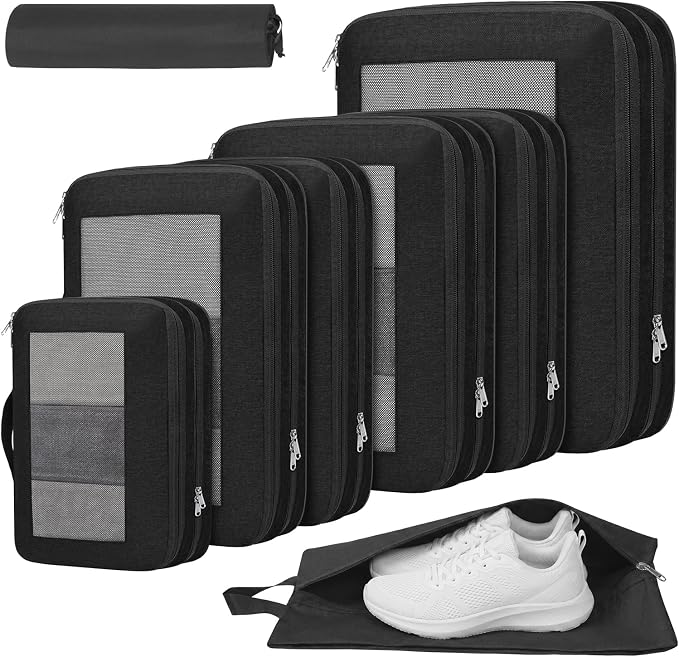 Compression Packing Cubes for Travel, Lightweight Vacation Travel Essentials, Travel Accessories for Suitcase Organizer Bags Set, Durable Luggage Organizer