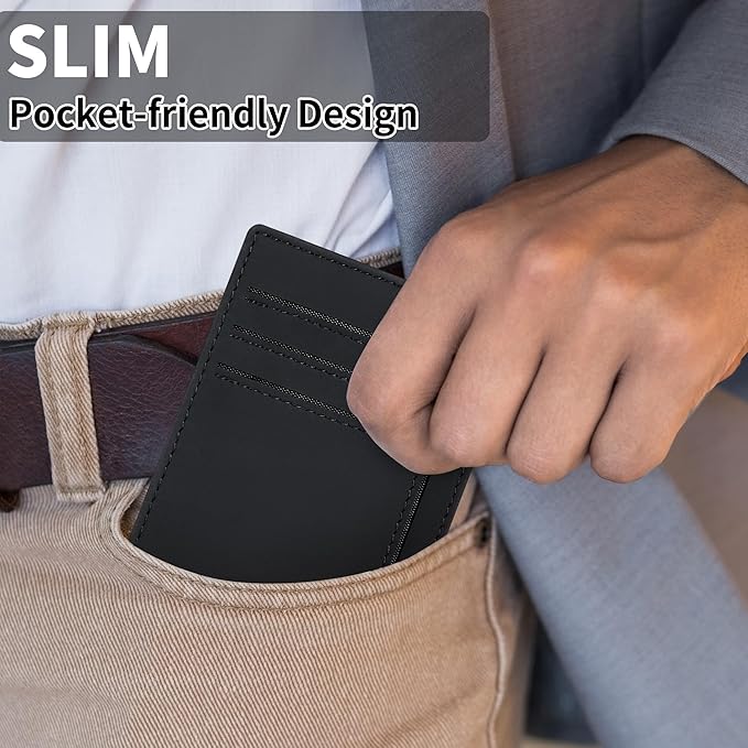 Chelmon Slim Wallet for Men, Minimalist Front Pocket RFID Blocking Credit Card Holder