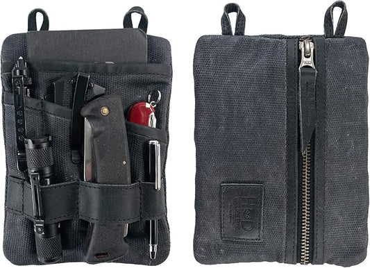 Hide & Drink, Multi-Tool Pocket Pouch XL, Compact Multipurpose EDC Zippered Bag, Mini Camping Tool Case, Knife Holster, Handmade Slim Organizer