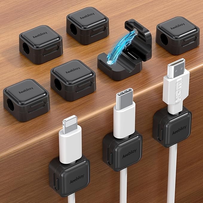 9 Pack Magnetic Cable Clips Cord Organizer,Desk Cable Management Accessories,Cord Clips,Adhesive USB Wire Holder Keeper Organizer for Home Office Desk Phone Car Wall Desktop Nightstand cable organizer