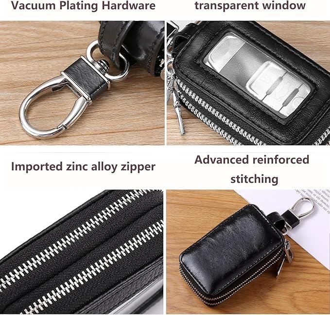 vvag Premium Car Key Fob Case Genuine Leather Car Smart Key fob Holder Car Remote Keychain Bag Universal